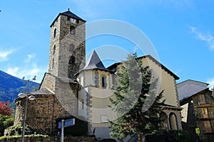 ÃÂ¡hurch of St. Stephen Sant Esteve from Square of PrÃÂ­ncep Benlloch in Andorra la Vella, Principality of Andorra. photo
